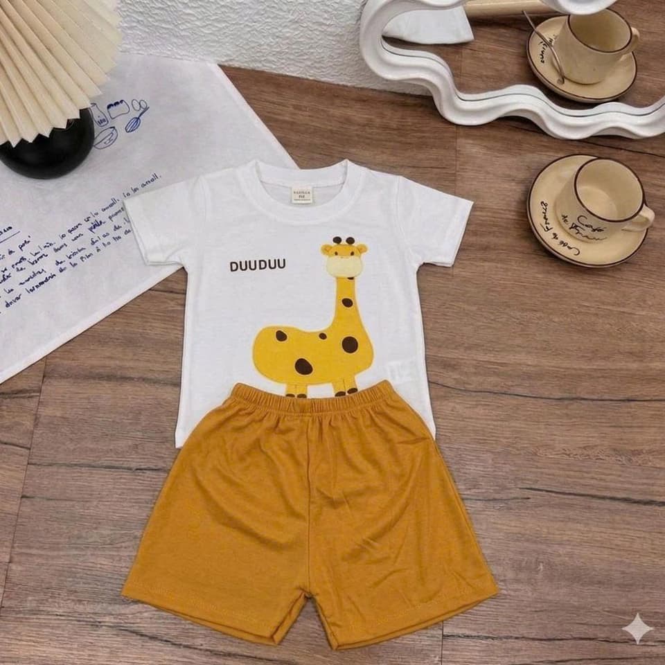 Bộ Quần Áo Hươu Voi Cotton Co Giãn Cho Bé Trai Và Bé Gái Từ 8 Đến 18kg DV055 - ảnh 4