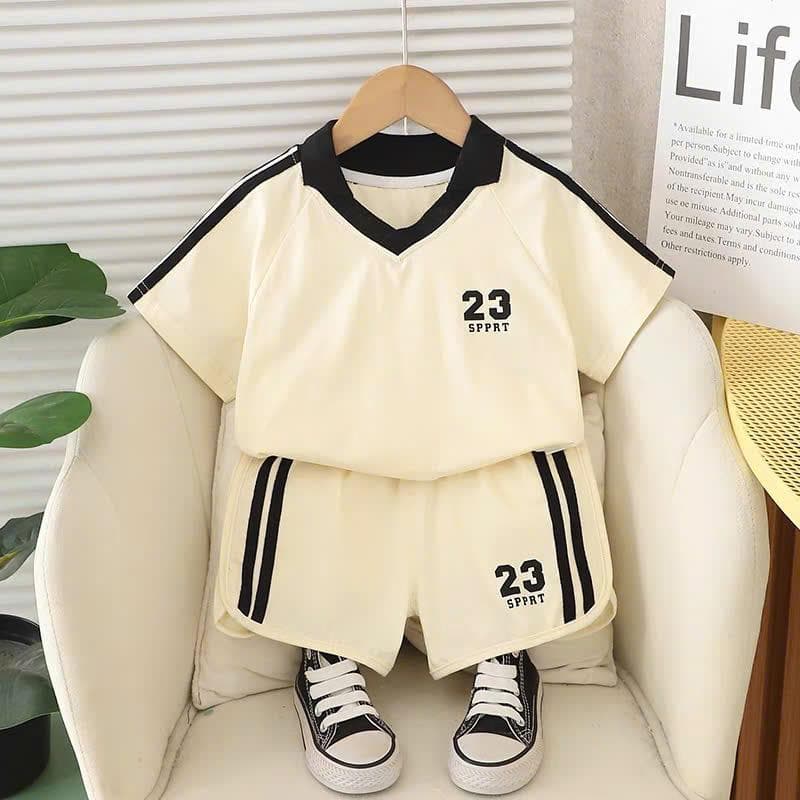 Bộ cộc tay hè cổ bẻ in số 23 cho bé trai 7-17kg vải co giãn 4 chiều DV001 - ảnh 3