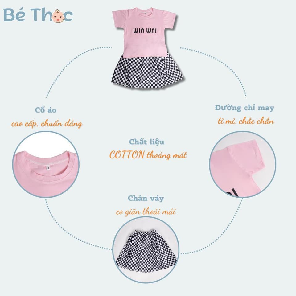 Sét Váy Áo Bé Gái 18-40kg Áo Cotton Chân Váy Vải Nhuyễn Thời Trang Trẻ Em 3 Màu Đẹp DV049 - ảnh 3