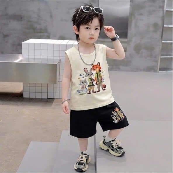 Bộ sát nách, in hình chú cáo, chất vải cotton, dành cho bé trai từ 8-18 kg DV066 - ảnh 6