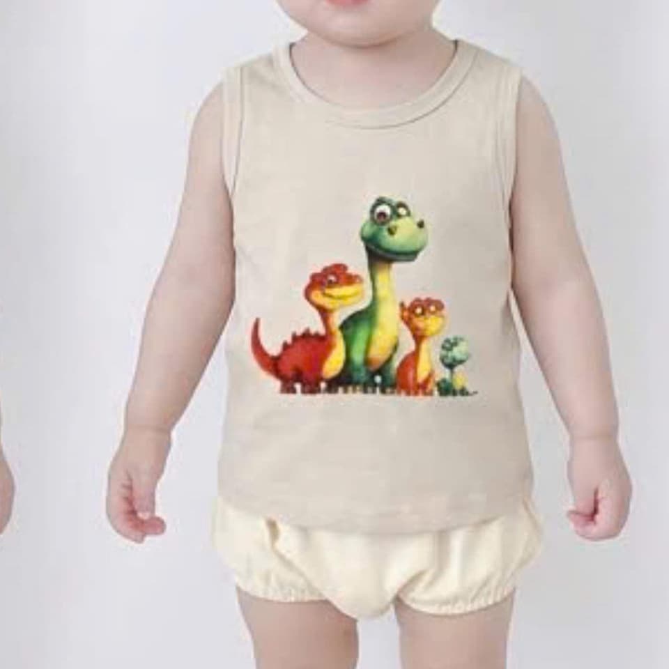 Áo ba lỗ cotton in hình khủng long cho bé trai và bé gái từ 8-18kg DV060 - ảnh 7