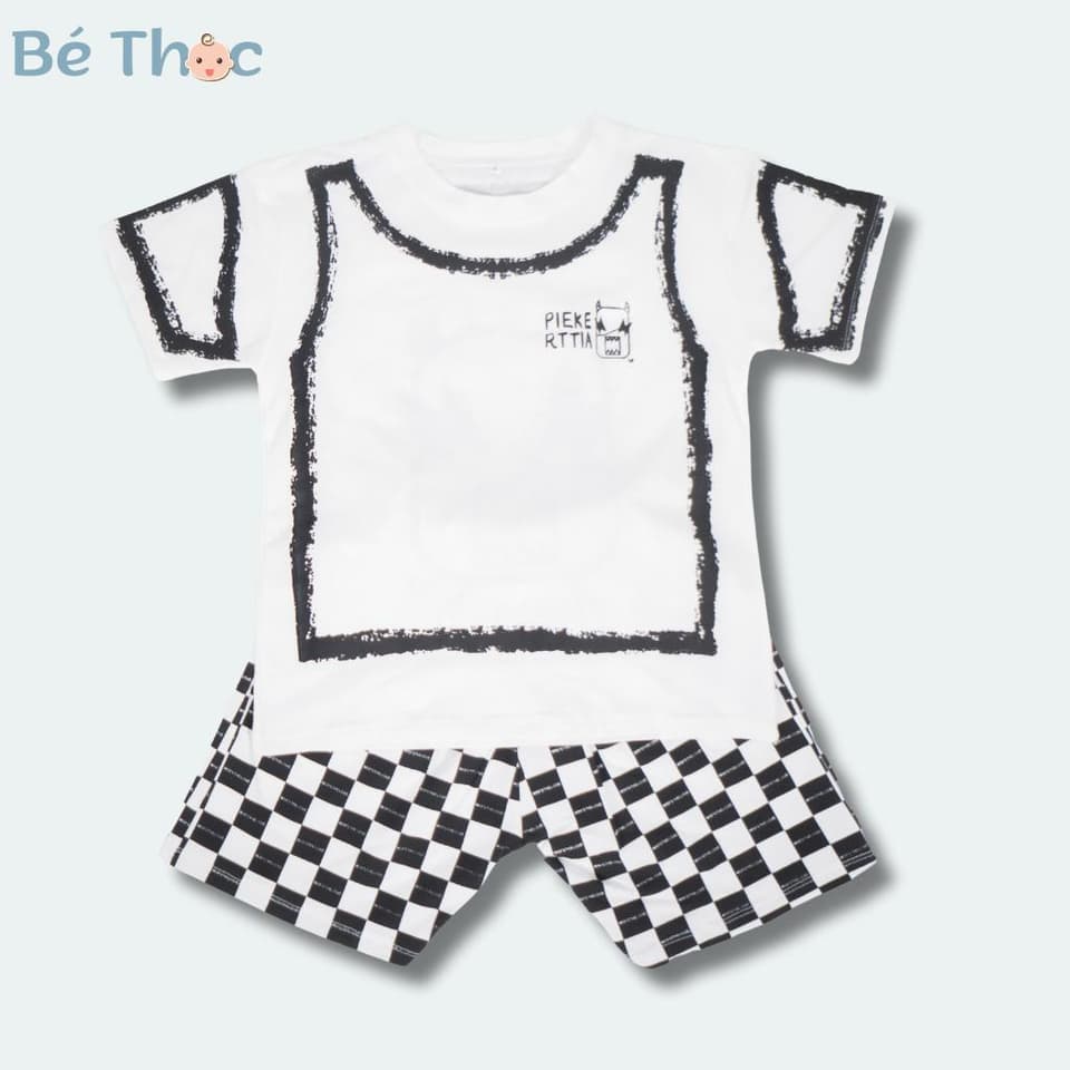Bộ cộc tay cotton họa tiết tinh nghịch quần caro cho bé 16-42kg DV034 - ảnh 3