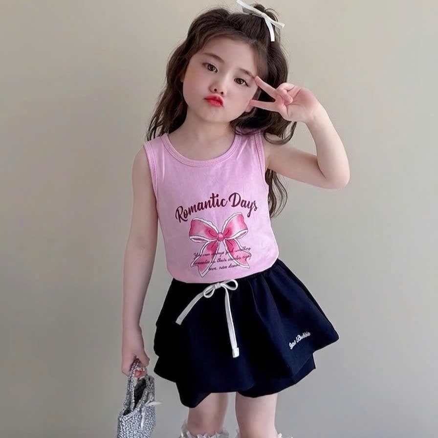 Áo ba lỗ cotton in hình nơ dễ thương cho bé gái 8-18kg DV061 - ảnh 4