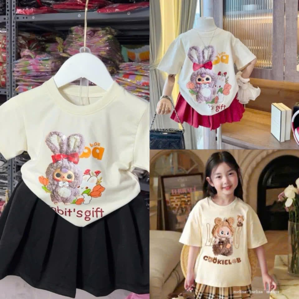 Bộ Váy Thỏ Bé Gái 10-30kg Co Giãn 4 Chiều Kèm Quần Trong Tiện Lợi Mặc Nhà Đi Học Đi Chơi DV038