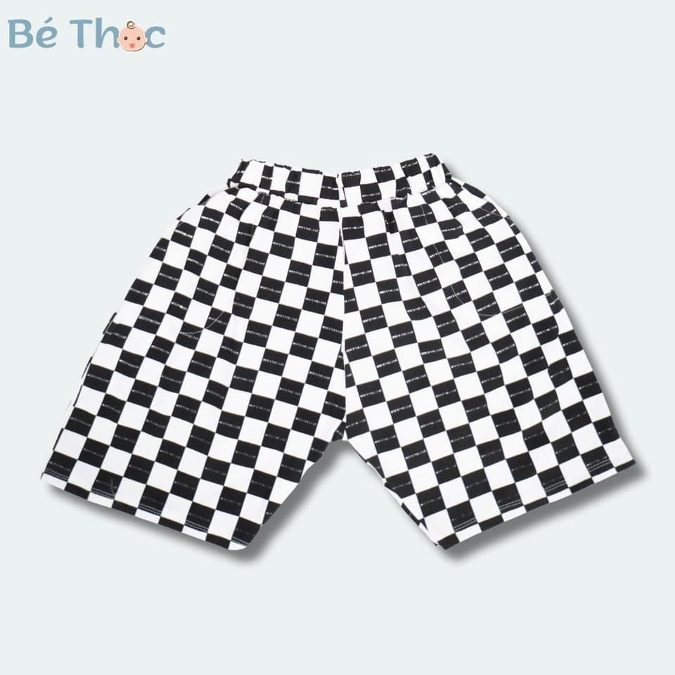 Bộ cộc tay cotton họa tiết tinh nghịch quần caro cho bé 16-42kg DV034 - ảnh 7