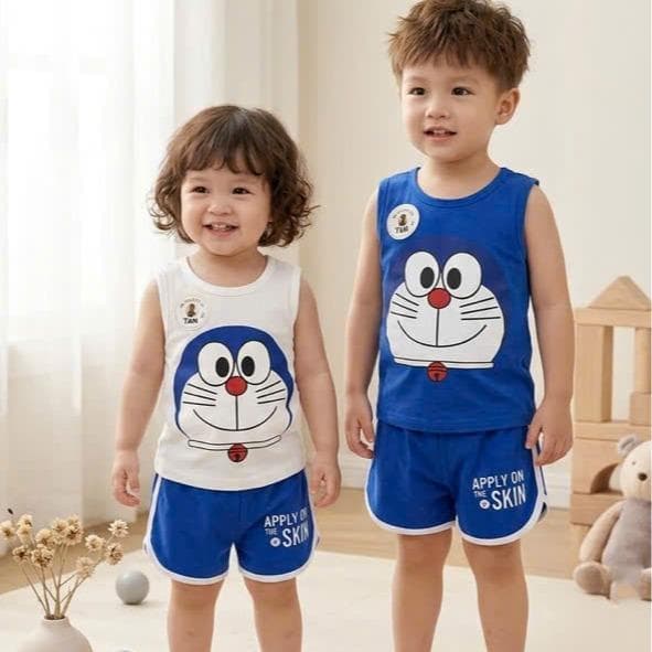 Bộ Đồ Trẻ Em In Hình Doremon Vải Cotton Cho Bé Trai Và Bé Gái Từ 8-18kg DV058 - ảnh 6