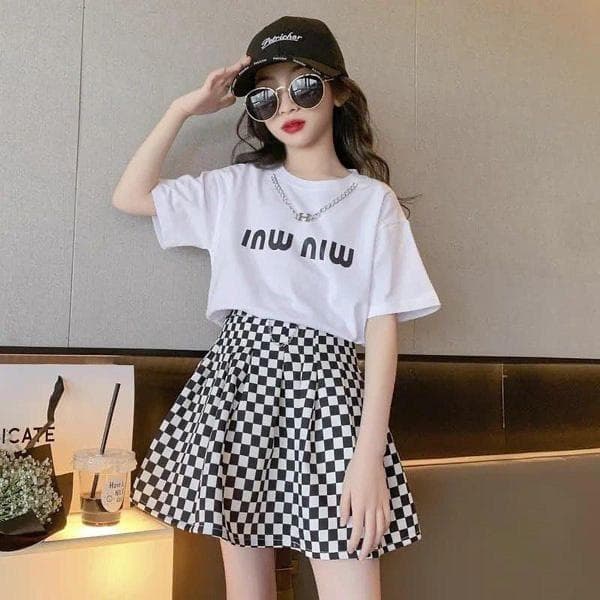 Sét Váy Áo Bé Gái 18-40kg Áo Cotton Chân Váy Vải Nhuyễn Thời Trang Trẻ Em 3 Màu Đẹp DV049 - ảnh 7
