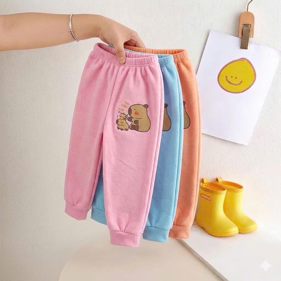 Quần Dài Trẻ Em In Hình Capybara Vải Da Cá Co Giãn Cho Bé Trai Và Bé Gái Từ 10-20kg DV063