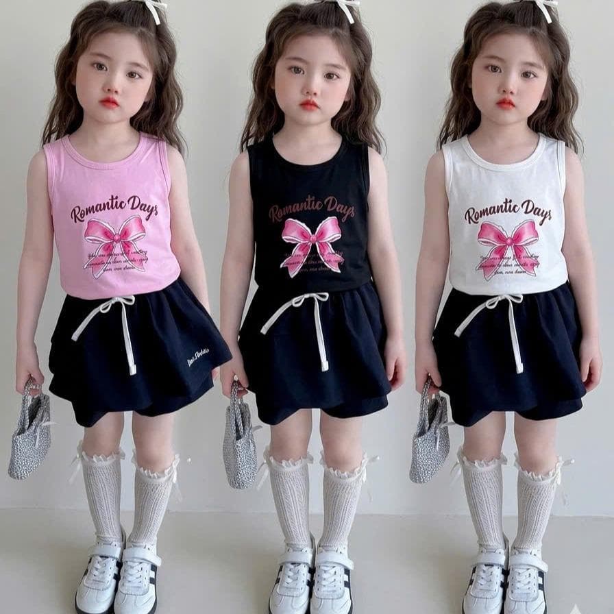 Áo ba lỗ cotton in hình nơ dễ thương cho bé gái 8-18kg DV061 - ảnh 2