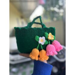 Tự làm túi hoa đan tay chất liệu len móc