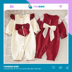 [ Tặng Kèm Nơ ] Quần Áo Trẻ Em Sơ Sinh Bộ Đồ Liền Thân Dài Tay Body Cánh Tiên Nhung Tăm Cho Bé Gái [BDD41]