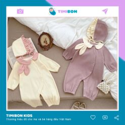 [ Tặng Kèm Mũ ] Sét Body Tiểu Thư Đầy Tháng Thôi Nôi Thun Gân Lót Bông Cổ Tai Thỏ Kèm Mũ Cho Bé Gái Dễ Thương - [BDD43]