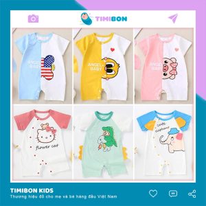 Bộ Body Cộc Tay Kèm Mũ Angle Baby Cho Bé Trai Bé Gái và Trẻ Sơ Sinh - [BDC12]