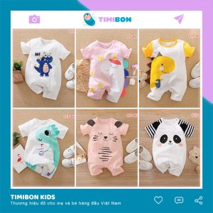 Quần Áo Trẻ Em Sơ Sinh Bộ Đồ Liền Thân Cộc Tay Chất Cotton Bodysuit Hình Thú Cho Bé Trai Bé Gái [BDC17]