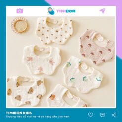 Yếm cổ tròn xoay cho bé gái bé trai 360 độ chất liệu muslin 6 lớp 100% cotton cao cấp an toàn cho da YT01