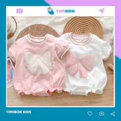 Body Chip Nơ Cộc Tay Trắng Hồng Cho Bé Gái Sơ Sinh Đến 12kg Mặc Hè Thoáng Khí - [BDCHIP13]