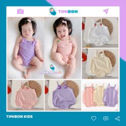 Body Chip, Bodysuit Sát Nách Vải Cotton Hạt Tổ Ong Thông Hơi Thoáng Mát Mùa Hè Cho Bé Gái Sơ Sinh Đến 12kg - [BDCHIP14]