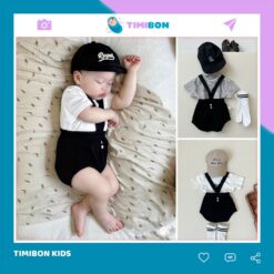 [Áo + Quần Yếm] Set Yếm Tăm Lạnh Phong Cách Hàn Quốc Cho Bé Trai Áo Liền Quần Bodysuit Cho Trẻ Sơ Sinh - [B04]