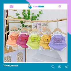 [ Vải Tăm Lạnh ] Bộ Quần Áo 2 Dây Cho Bé Gái In Hình Gấu Dễ Thương Từ 5-15KG - [B07]