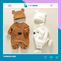 Bodysuit Dài Tay Cho Bé Trai Bé Gái, Body Thu Đông Gấu Mềm Mịn Mẫu Quần Áo Trẻ Em Liền Thân – [BDD72]