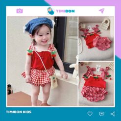Set Áo 2 Dây Phối Quần Chip Váy Đính Cherry Cho Bé Gái Bộ Quần Áo Trẻ Em Cưng Xỉu [B13]