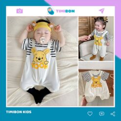 Bodysuit Cộc Tay Cho Bé Body Đùi Cotton Hình Gấu Pooh Mẫu Quần Áo Trẻ Em Liền Thân [BDC45]
