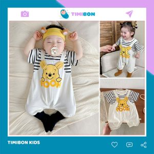Bodysuit Cộc Tay Cho Bé Body Đùi Cotton Hình Gấu Pooh Mẫu Quần Áo Trẻ Em Liền Thân [BDC45]
