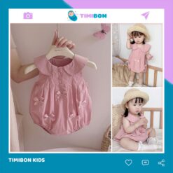 Body Chip Cho Bé Gái Cổ Sen Đính Nơ Chất Tăm Đũi Mềm Mát, Bodysuit Cho Bé, Quần Áo Trẻ Em Mùa Hè [BDCHIP66]