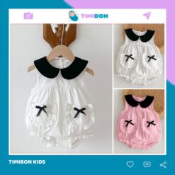 Body Chip Cho Bé Gái Cổ Sen Đính Nơ Chất Cotton Mềm Mát, Bodysuit Cho Bé, Quần Áo Trẻ Em Mùa Hè [BDCHIP67]