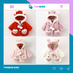 [ Hàng Quảng Châu ] Áo Khoác Lông Tai Thỏ, Cổ Bẻ Cho Bé Gái Mềm Mại Ấm Áp [AL24]