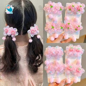 2 Chiếc Dây Buộc Tóc Hoa Hồng Trẻ Em Độ Đàn Hồi Cao Không Làm Tổn Thương Tóc [KT02]