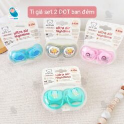 Ti Giả Dottodot Ultra Air Nighttime – Thông Khí, Đầu Dẹt Siêu Mềm, Phát Sáng Ban Đêm Cho Bé [TG02]