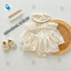Body Chip Dáng Váy Cho Bé Gái Tay Dài Cổ Bèo Ren – Bodysuit Cho Bé Mặc Tiệc, Quần Áo Bé Gái Mặc Đi Tiệc [BDCHIP73]