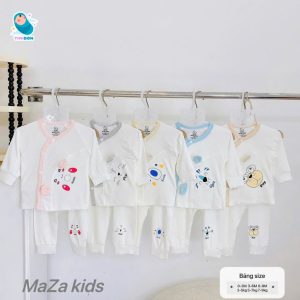 [ Vải Petit QC ] Bộ Quần Áo Sơ Sinh Dài Tay Cạp Cao Chất Liệu Mềm Mịn Co Giãn 4 Chiều [B18]