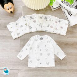 [ Vải Petit QC ] Combo 3-5 Áo Sơ Sinh Dài Tay Khuy Bấm Mềm Mỏng Mát Cho Bé Sơ Sinh Đến 9kg [A02]