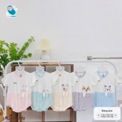 [ Vải Petit QC ] Body Chip Cộc Tay Cúc Trước Cho Bé Trai, Bé Gái Từ Sơ Sinh Đến 12kg Chất Mềm Mát Cao Cấp [BDCHIP76]