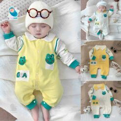Body Dài Tay Cho Bé Trai Bé Gái Hình Ếch, Bodysuit Thu Đông Mềm Mịn, Đồ Sơ Sinh Liền Thân Timibon Kids [BDD92]