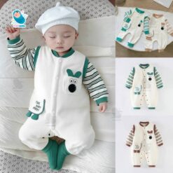 Body Dài Tay Cho Bé Trai Bé Gái Hình Chó Cún, Bodysuit Thu Đông Mềm Mịn, Đồ Sơ Sinh Liền Thân Timibon Kids [BDD94]