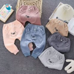 Quần Dài Thu Đông Bé Trai Gái, Quần Mông Thú Vải Zip Lông Ấm Áp Cho Bé Từ 7-13KG [QMT01]
