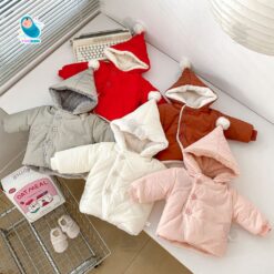 Áo khoác phao trẻ em lót nỉ dày dặn, áo khoác mùa đông có mũ phong cách Hàn Quốc cho bé trai bé gái [AK01]