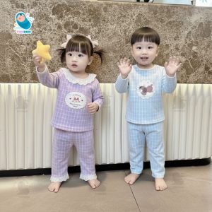 Bộ thu đông cho bé trai bé gái, Đồ bộ dài tay chất cotton mềm mịn hình cún dễ thương cho bé [B21]